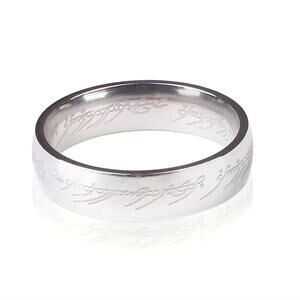 Size 7 Lord of The Rings inscribed stainless steel silver ring
